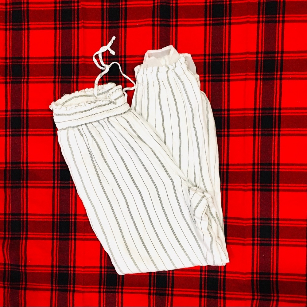 American Eagle AEO linen beach pants coastal stripes small -26 inseam